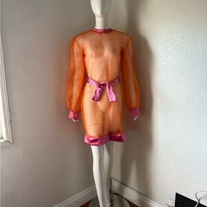 Sheer Orange Dress with Pink Accents